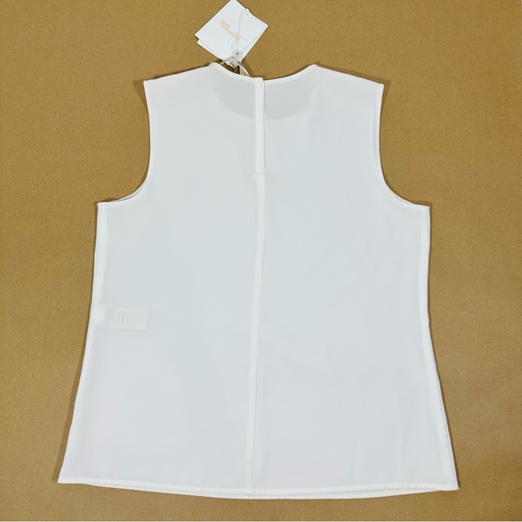 DVF Diane von Furstenberg Mary Top Sleeveless Sheer Blouse Ivory - Picture 2 of 7